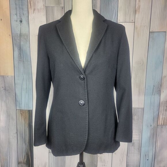 Tombolini Black Fitted Cashmere Blazer Two Button size Med Italy - Picture 1 of 11